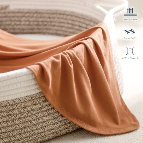 Image of GRSSDER Newborn Swaddle Blanket, Ultra Soft Jersey Receiving Blanket with Matching Headband and Beanie Set 33x44 inch, Stretchy Baby Neutral Swaddle Wrap for Girls and Boys
