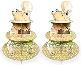 2pcs Classic Winnie Cupcakes Holder, Cupcake Stands for Party, Pooh Cupcake Tier Stand, Winnie Baby Shower Decorations Party Supply