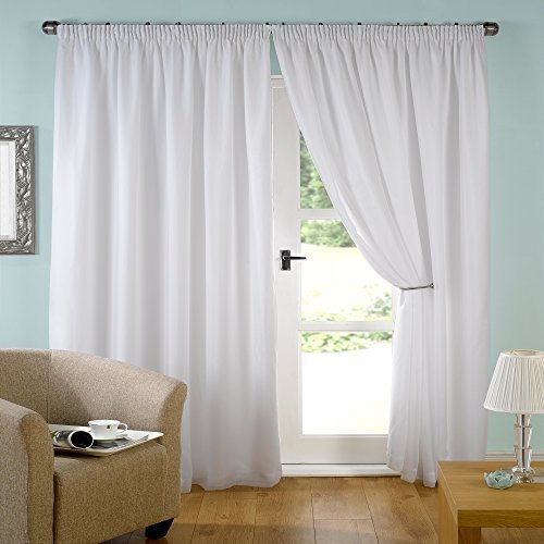 John Aird Lined Voile Curtains - Pencil Pleat (White, 66" wide x 90" drop)