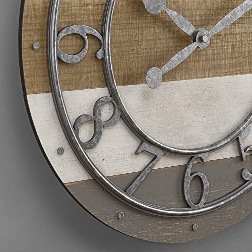 Firstime & Co. Multicolor Shabby Pallet Wall Clock, Vintage Decor For Living Room, Home Office, Round, Wood, Farmhouse, 16 Inches #TOP2