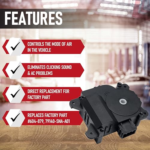Image of HVAC Air Blend Door Actuator Mode Replacement by AA Ignition - Replaces Parts 604-879, 79140-SNA-A01, 79140SNAA01 - Compatible with 2006, 2007, 2008, 2009, 2010, 2011 Honda Civic - Air Mode Actuator