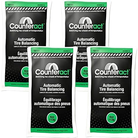 Counteract 4OZ-B4 Centrifugal Force Tire/Wheel Balancing Beads - Off-Road Vehicles, Light Duty Truck Tires, (4) 4oz Balance Bead Bags, (4) Valve Caps and Cores Cover