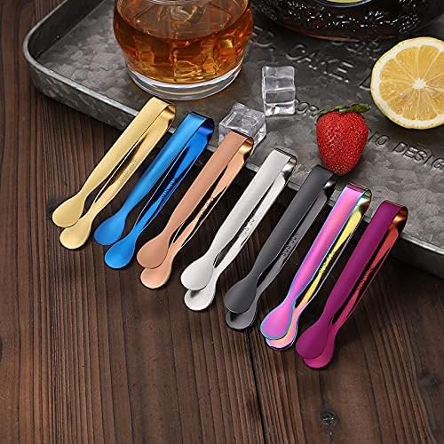 Pinzas de Acero Inoxidable Multicolor para cocinar, Pinzas para Hielo, Pan, Alimentos, Barbacoa, Cubos de azúcar, Hielo (B)