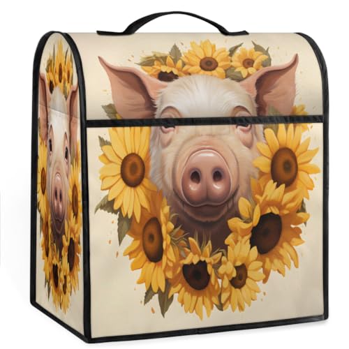 Coffee Maker Cover Watercolor Sunflower Pig Kitchen Appliance Covers Small Appliance Covers Blender Cover Juicer Cover Dust Covers for Kitchen Appliances with Top Handle and Pockets,Washable,C788