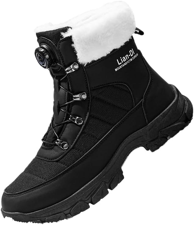 Mens Winter Fleece-Lined Thick Insulated Cotton Boots Warm High-Top Snow Boots for Men, Cold-Weather Casual & Outdoor Winter Shoes