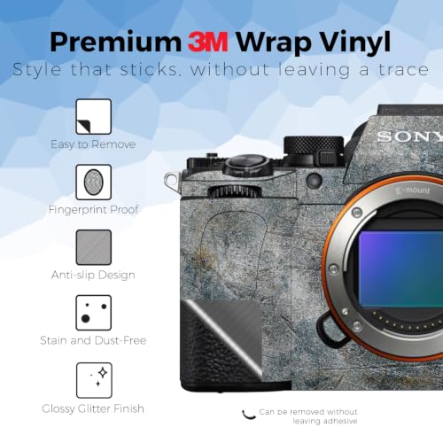Image of Glossy Glitter Camera Skin Compatible with Sony Alpha A7 Mark V (2025) - Shadow Concrete - Premium 3M Vinyl Protective Wrap Decal Cover - Easy to Apply | Crafted in the USA by MightySkins