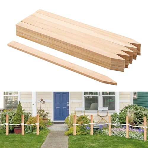 VEVOR Piquets de Clôture Jardin en Bois, Lot de 25, Poteaux Bois à Pointe 12,7 x 38,1 x 609,6 mm, Piquets pour Clôtures Anti-érosion, Délimiter Les Zones...