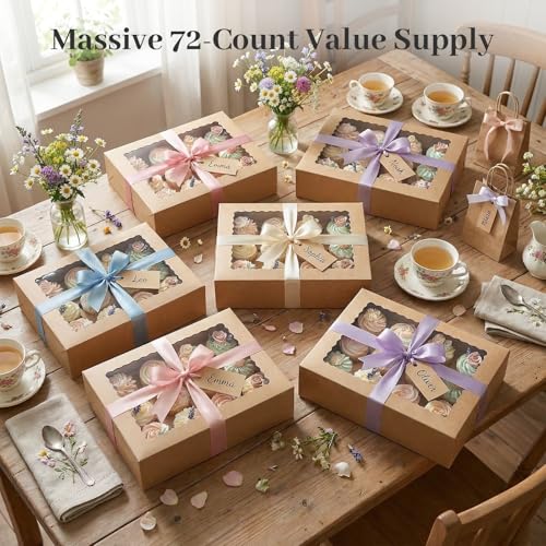 Image of VGOODALL 6 PCS Cupcake Containers, 12 Count Cupcake Holders with Window | Kraft Boxes Holding 72 Pastry for Birthday Holiday, Party Bakery Supplies