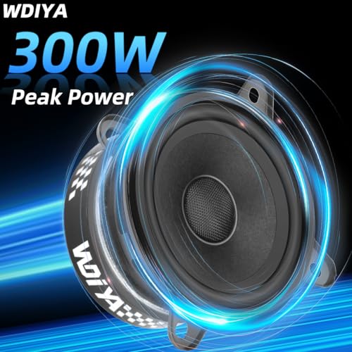 Image of 3.5-Inch Car Speaker Wool Fiber Cone+Fiberglass Sound Cap Full Frequency High Fidelity Audio 300W Peak Power 4 Ohms Professional High-End Stereo Surround Sound (2-Speakers)