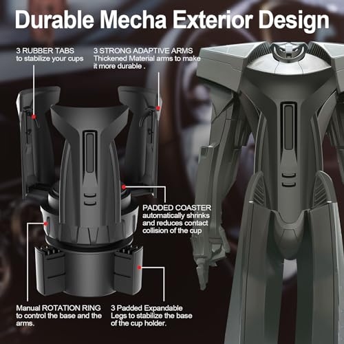 Cup Holder Expander, Automatic Car Cup Holder Expander Holds Large Water Bottles, Compatible with Yeti, Stanley, Owala Tumbler & Mugs, Adjustable Arms & Extendable Base Insert - Image 4