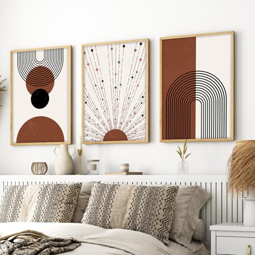 Image of BANGERZ Wall Art Painting Boho Artwork Living Room and Bedroom Frames Decor, Office and Framed Hotel Decoration Big Size Set of 3 (Artwork 5, 19x25 inch)