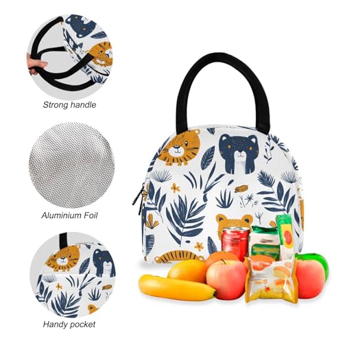 Backpack Lunch Bag Set Cartoon Lions Print, Big Storage Travel Backpacks with Insulated Lunch Box for Office Hiking Picnic4