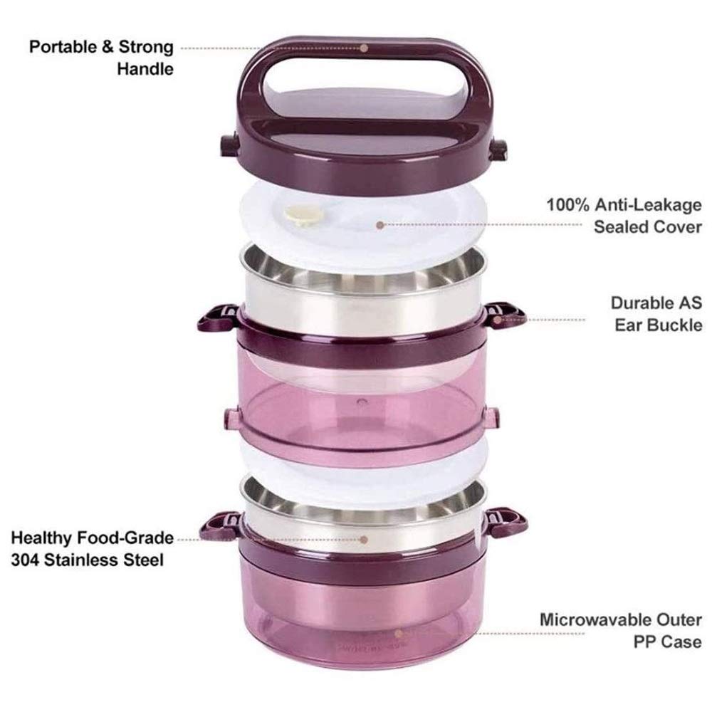 Fiambrera Bento apilable con recipiente térmico y cubiertos, diseño portátil de 4 capas para una fácil preparación de comidas, ideal para niños y adultos