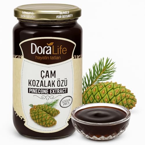 100% Reines Tannenzapfenextrakt - Sirup 640g – 100% Naturrein, Kaltgepresst, Zuckerfrei, Ohne Zusatzstoffe, Traditionell Hergestellt, Vegane Energiequelle, Carob-Extrakt (Kiefernzapfen-Extrakt)