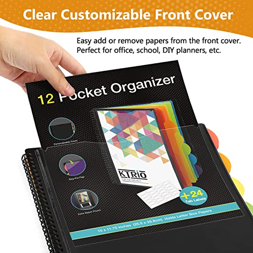 image for KTRIO 12 Pocket Poly Project Organizer, Round Tab Binder Organizer Spi