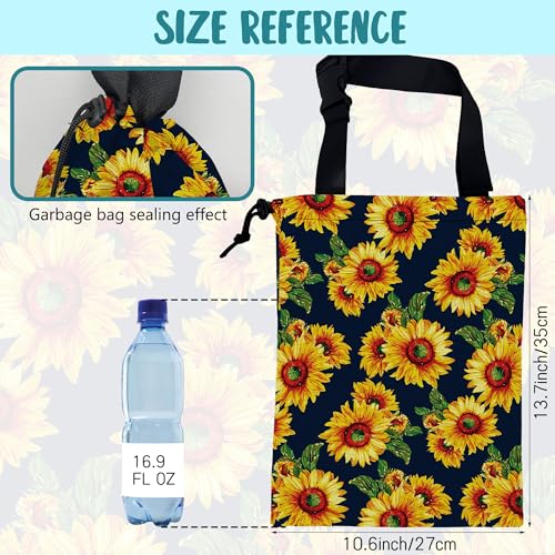 Image of Car Trash Bag Abstract Yellow Sunflowers Hanging Drawstring Car Organizer and Storage Bag with Adjustable Buckle Canvas Garbage Bin for Back Seat or Hanging Headrest Car Decor Road Trip Essentials
