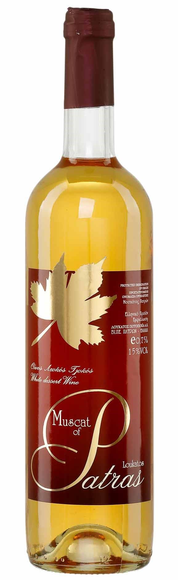 Muskat aus Patras P.D.O. Loukatos 2,0l Likörwein weiß | Griechischer Dessertwein | 15% Vol.