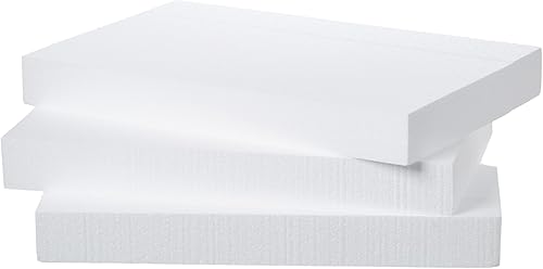 Crafare Bloques de espuma para manualidades de 17 x 11 x 2 pulgadas, paquete de 3 hojas de espuma de poliestireno, rectángulo para manualidades,