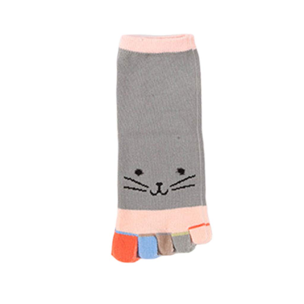 GRABAGECAN Women Cartoon for Cat Cotton Toe Socks Candy Colorful Five Finger Sport Hos