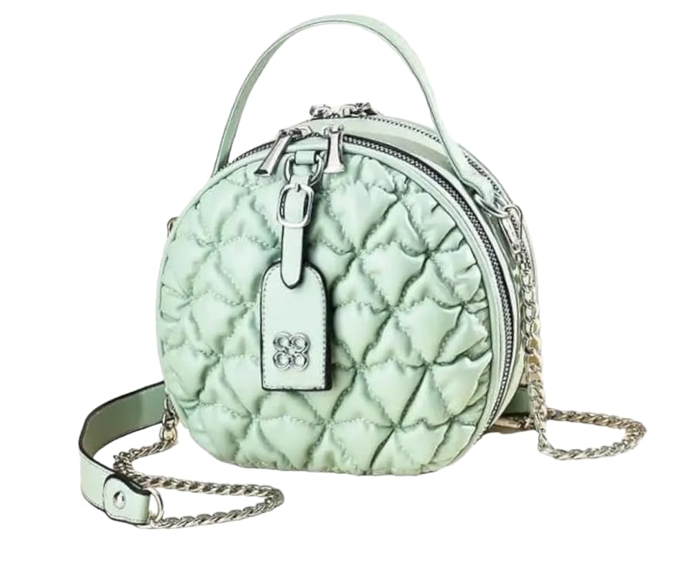 Round Quilting PU Leather Sling Bag with Chain Strap for Girls & Women (Green) (B0CP19K9P2) Amazon Price History, Amazon Price Tracker