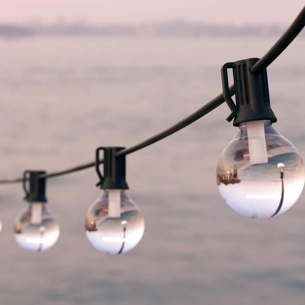 SolarCentreFalmouth USB Solar Powered Outdoor Festoon Lights - 25 Glass Bulbs