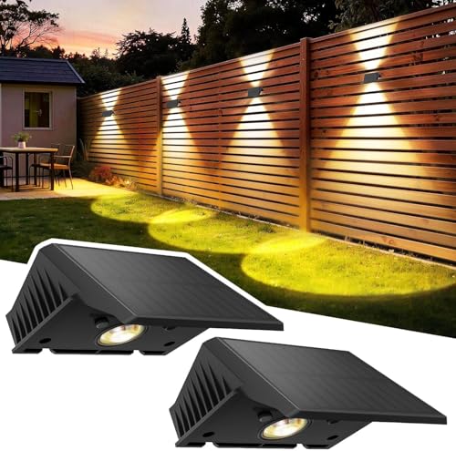 Delaiglow Solarlampen für Außen,9 Pack wandleuchte Solar aussen Solarleuchten Nach Oben und Unten Beleuchtet IP67 Wasserdicht 120LM solarlampen für Garten Zaun Deck Warmweiß