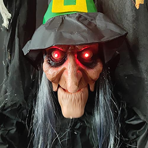 55" Decorazione da Appendere con Strega parlante Animata con Occhi Luminosi e Funzione di attivazione del Suono Decorazione stregata di Halloween