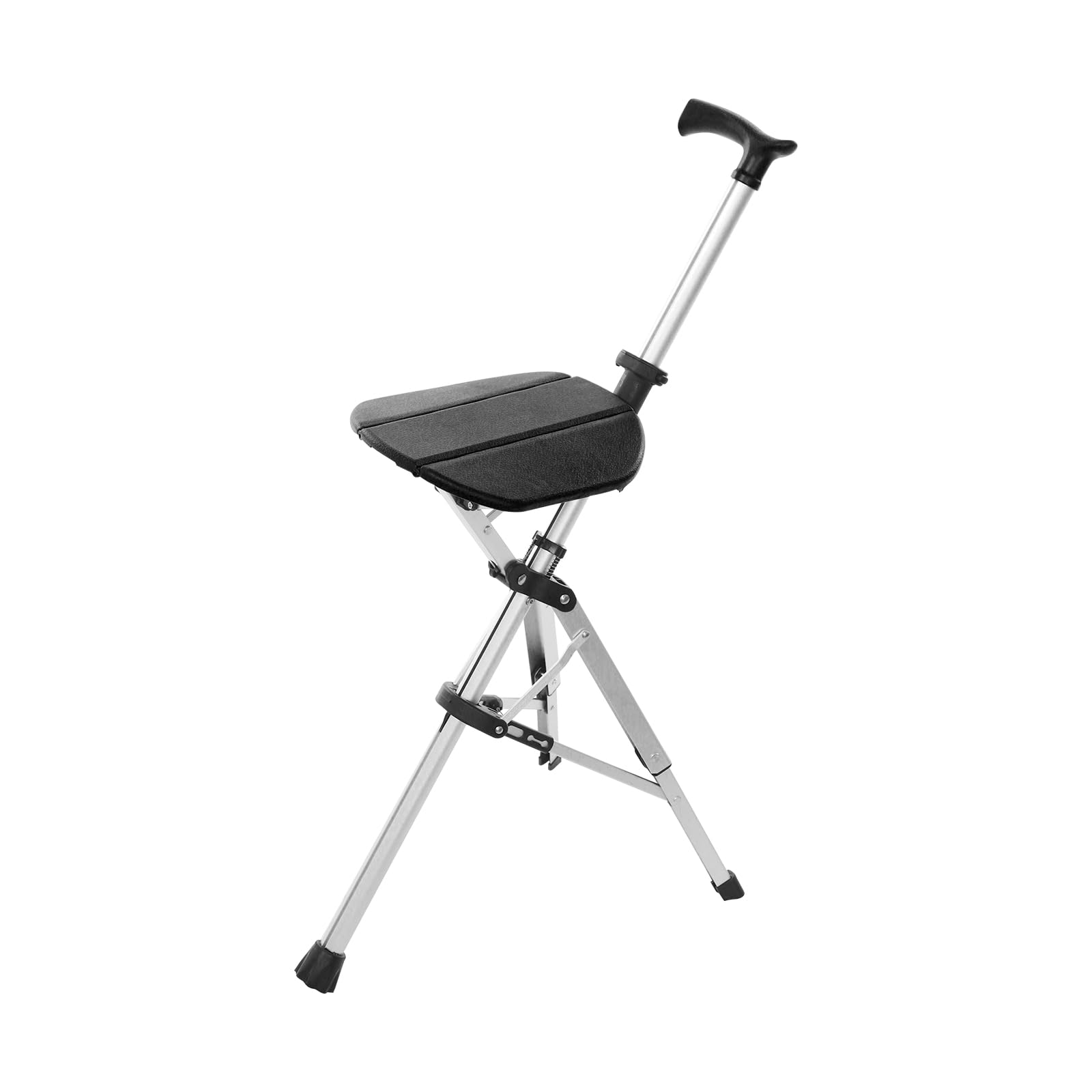 Bastón con asiento, bastón plegable con silla, silla portátil (hasta 120 kg) con patas de goma y asa para camping, senderismo, 85 cm
