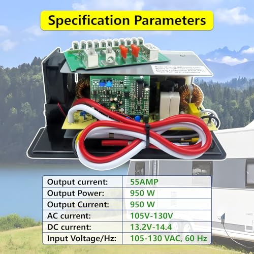 WF-8955-MBA 55 Amp RV Converter，Compatible with WF-8955 & WF-8900 Series with Eleven DC Circuits - Lead-Acid Battery Three Stages Smart Charge 105-130 V/60 Hz3
