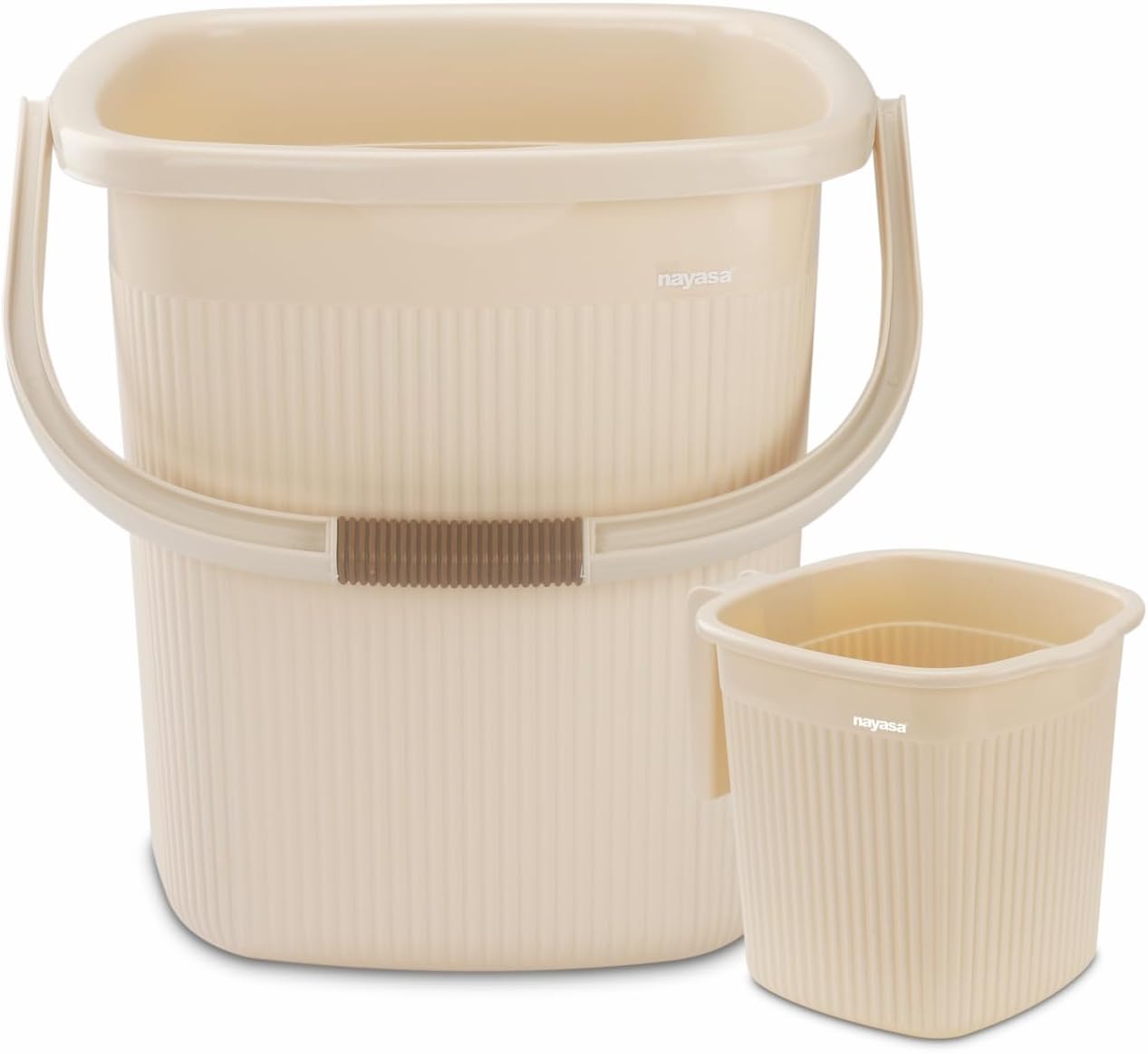 Rimmy Plastic Bucket Set for Bathroom | Bucket and Mug (25 Liters & 1.5 Liters) | Bathroom Set of 2 | Bathroom Accessories Set | Bathroom Bucket Set | Ivory