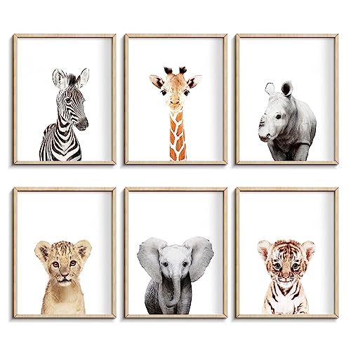 Jungle Nursery Wall Art Decor, Cute Safari Animals Decor for Baby Bedroom (8"x10", UNFRAMED)