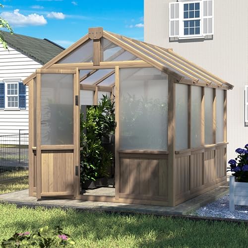 5 Surprising Greenhouse Wooden Picks You Didn't Know You Needed 5 Yardenaler 6x8 FT Greenhouse Kit for Outdoor, 6MM Thick Polycarbonate Panel Wooden Walk-in Green House with Lockable Door and Adjustable Roof Vent, Backyard Garden, Light Mocha Brown