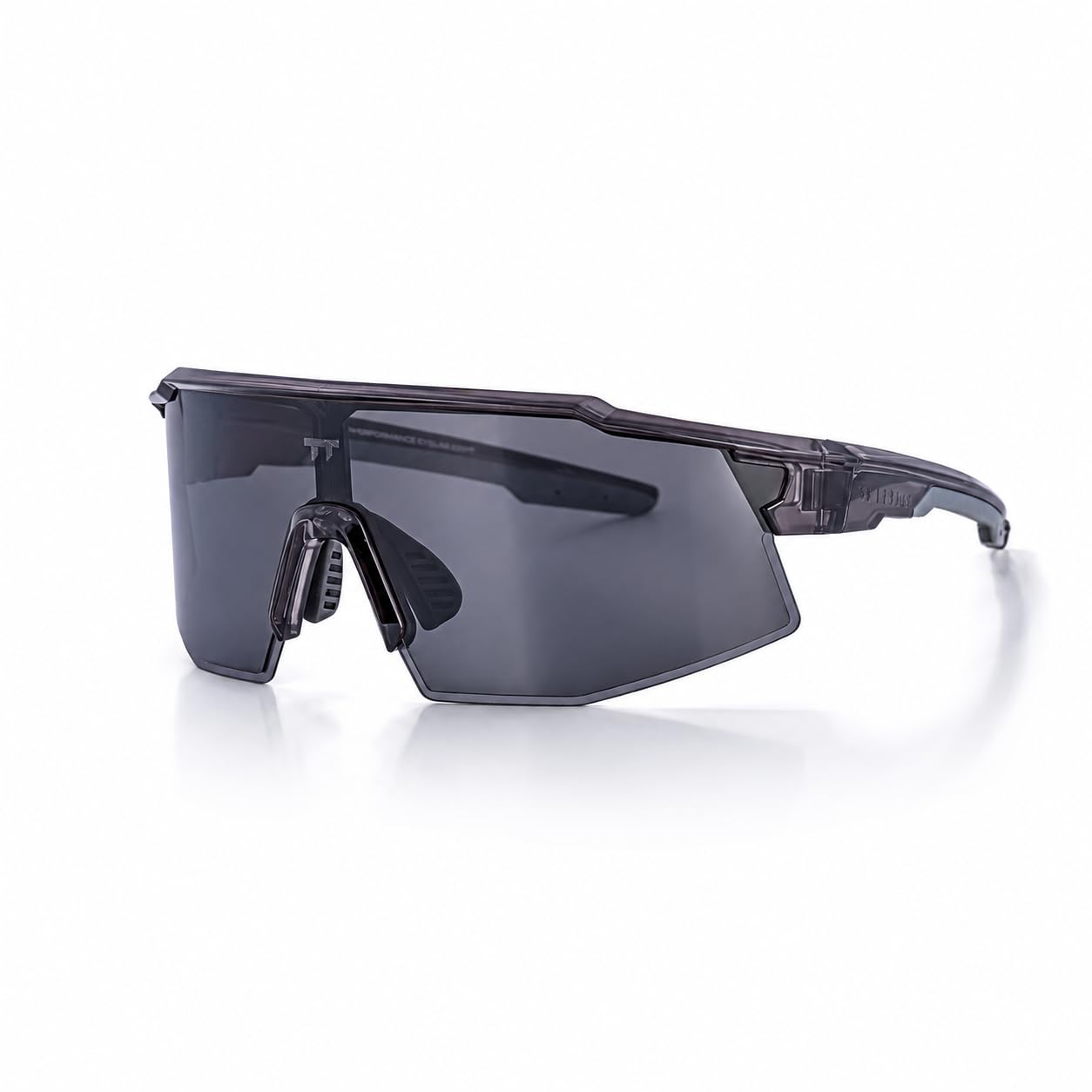 ttbici A-2 Cycling Sunglasses–UV400 Polarized Sports Glasses with Lightweight TR90 Frame & Wide Curved Lens for Men & Women, TRANSPARENT BLACK/GREY LENS