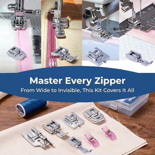 Zipper Foot Set for Concealed, Wide, Narrow,Invisible Zipper Fit Brother,Singer,Babylock, Janome Low Shank Snap-On Sewing Machines — view 2