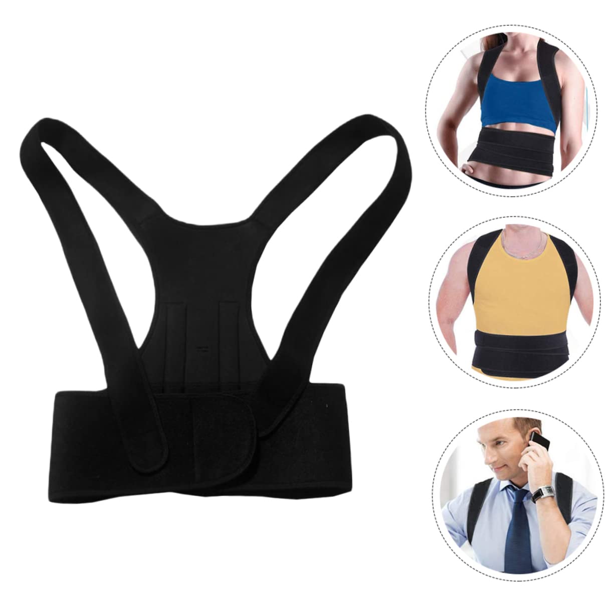 BEBEMOKO Adjustable Posture Brace Car Support Portable Humpback Strap Reusable for Men and Women