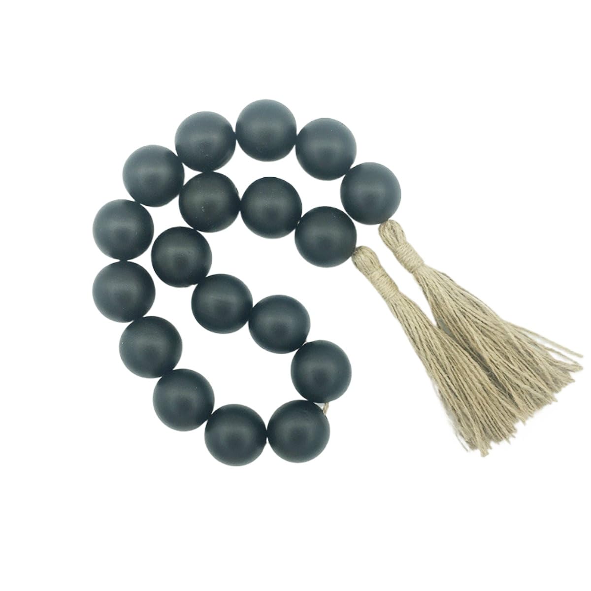 ROCKPOEM 104cm Large Wooden Bead Garland with Tassels, Rustic Farmhouse Decor for Christmas and Home Decoration, Natural Wood Bead String for Country Style Interiors
