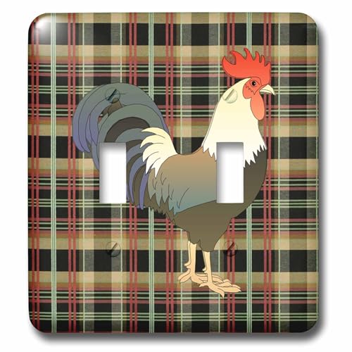 Interrupteur double coq vert olive 3D Rose lsp_237476_2 carreaux - 2