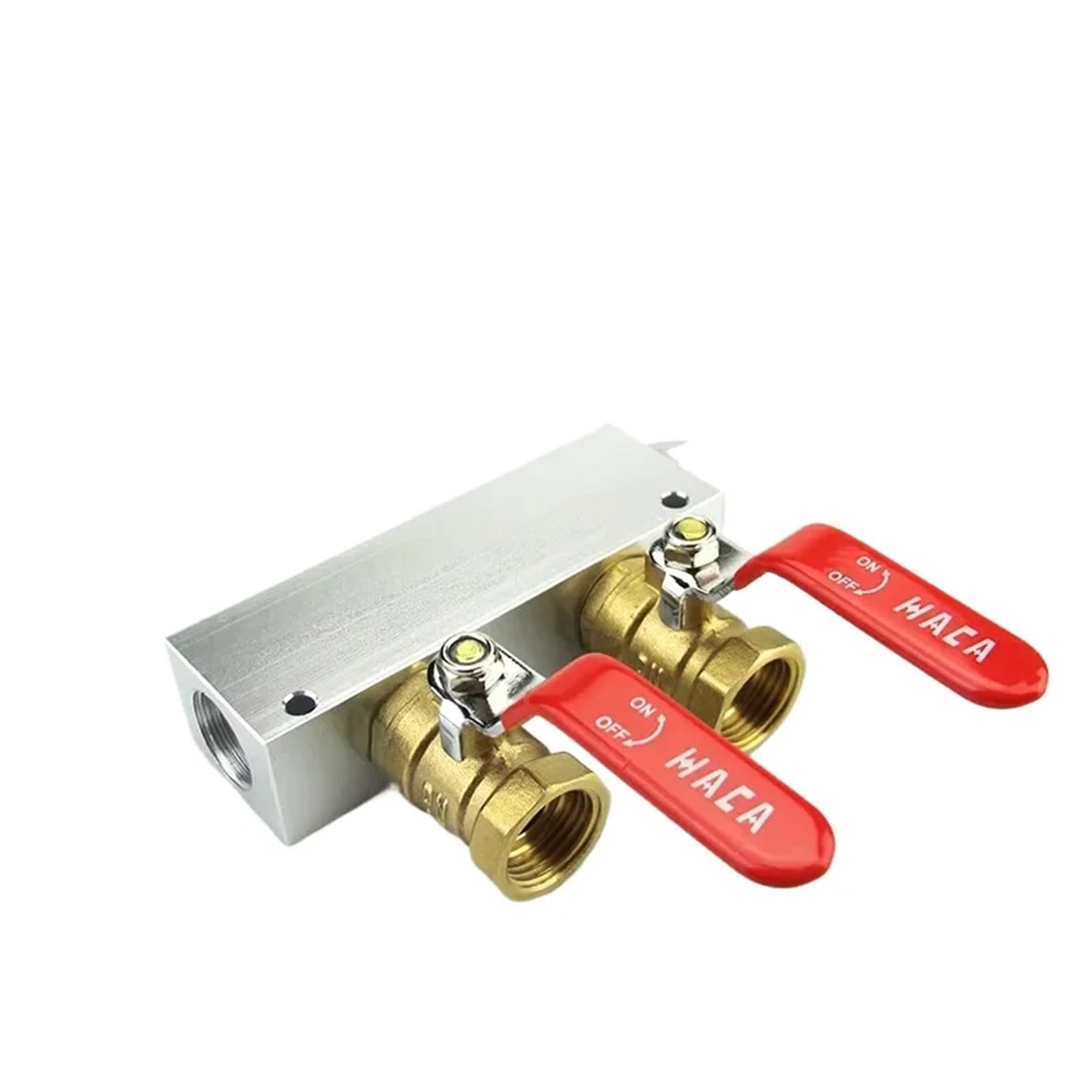 Bloque de distribución de Aire con colector neumático de Aluminio Macizo, con válvulas de Bola de latón, 1/2" BSPT Hembra, 27 x 36 mm, 2-10 vías, 4-12 Puertos.(1 in 2 out)