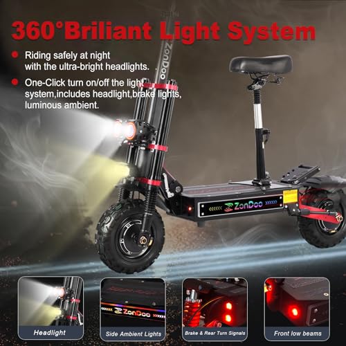 Image of 6000W Electric Scooter Dual Motor Up to 55 MPH, 60V35Ah Battery 60 Miles Long Range, Dual Suspension and Hydraulic Disc Brakes, Fat Tires NFC Unlock Fast Electric Scooter with seat & Damper