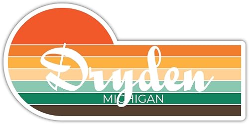 Dryden Michigan 2 x 1.25 Inch Sticker Retro Vintage Sunset City 70s Aesthetic Design