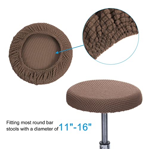 PATIKIL 11" Round Bar Stool Cover, Washable Elastic Stool Cover for Diameter 11"-13" Chair, Tan - Image 3