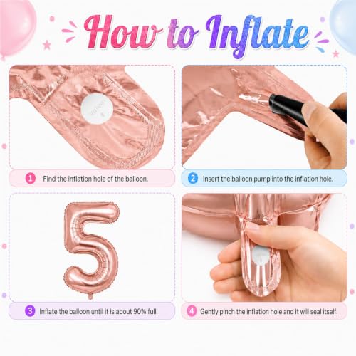 Image of Rozi Decoration Foil 16? Inch Rose Gold 5 Number Balloon For Birthday Decorations | 5Th Anniversary Decoration Items | 5 Balloon Number For Birthday Parties Pack Of 1 Pcs