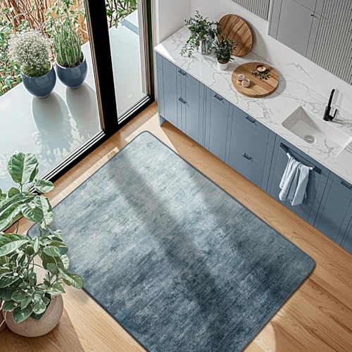 Washable Rug 2x3 Area Rugs for Living Room - Stain Resistant Non-Slip Backing Boho Rug for Bedroom,Durable & Ultra-Thin Vintage Large Area Rug(2x3,Blue)