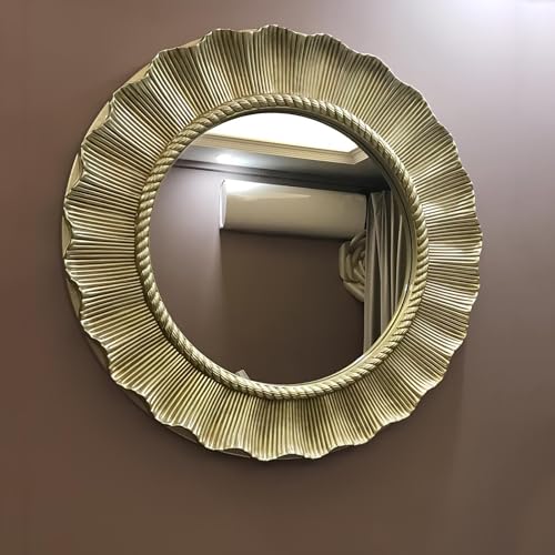 Miroir de salon moderne rond 85cm couleur champagne - 2