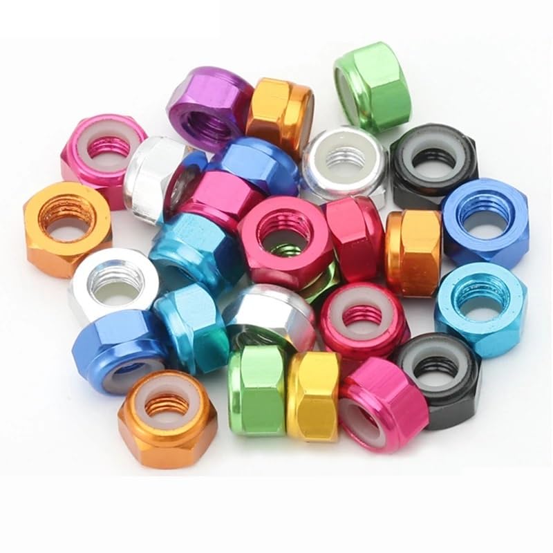 10 écrous Auto-bloquants En Alliage D'aluminium - Avec Anneau Nylon - Taille M3 - Couleur Orange - 8