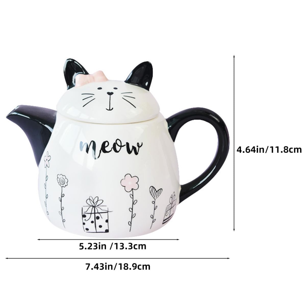Tetera de Cerámica Portátil Forma de Gato Decorativo Diseño Ergonómico con Bordes Suaves para Amantes del Té y Regalo Práctico para Aficionados Mascotas y Té