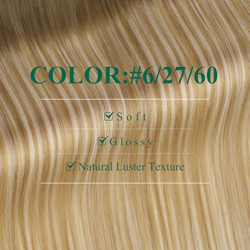 Image of Tape in Hair Extensions Human Hair Blonde Balayage Tape in Extensions Human Hair Brown Ombre Honey Blonde Mixed Platinum Blonde Hair Extensions Tape ins Easyouth Straight Hair 14Inch 20Pcs 40g