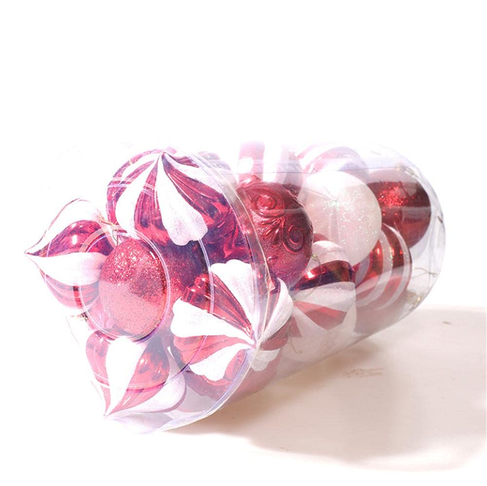 Lot de 25 boules de Noël rouges et blanches avec boucle de suspension pour Noël, festival, fête de mariage (8 cm)