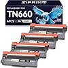 ZIPRINT Paquete de 4 cartuchos de tóner TN660 compatibles con impresora Brother, TN-660 TN630 de alto rendimiento para HL-L2300D HL-L2305W HL-L2320D HL-L2360DW HL-L2380DW DCP-L2540DW DCP-L2520DW