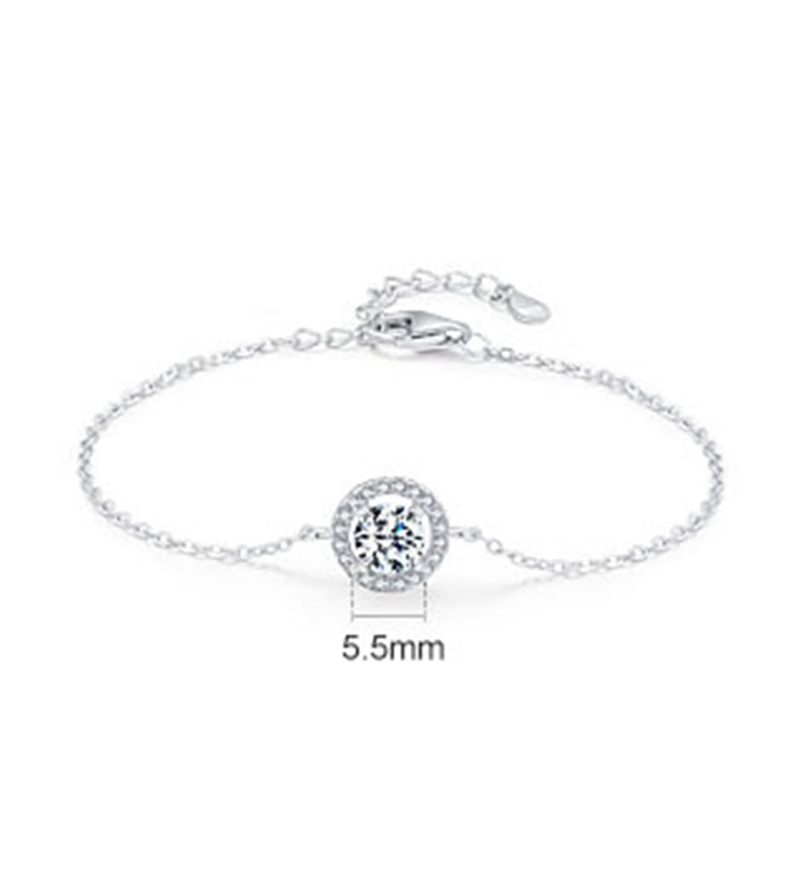 Bracelets pour femmes en or blanc 18 carats Au750, chaîne bracelet femme avec laboratoire créé diamant véritable bijoux, bracelets or 750, 20 + 3 cm